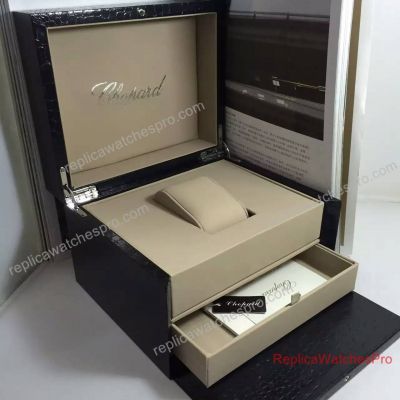 Copy Chopard Watch Boxes Black Leather & Wood Watch Box Set W/ Document & Papers